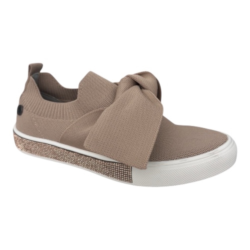 Bernie Mev Spark Sereity Blush Knit Bow Slip On Sneaker Comfort - NWB